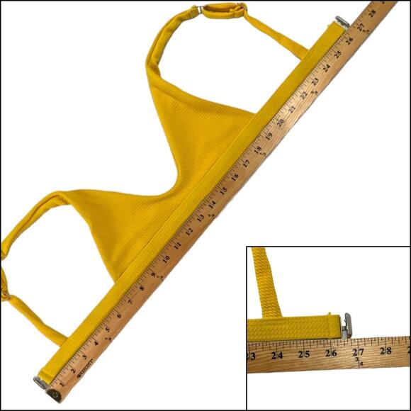 Textured Yellow Bikini Top Adjustable Straps Size Small - Picture 8 of 10